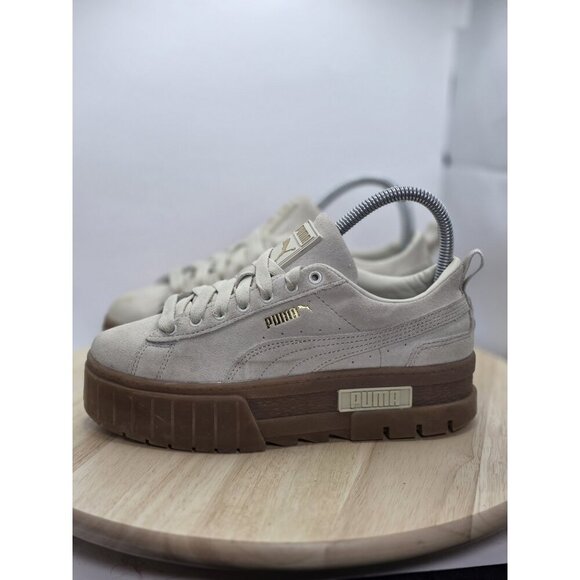Puma Mayze Oatmeal Platform Shoes Sneakers Suede Size 6 380784-06 - Picture 1 of 9